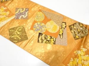 アンティーク　色紙に花・古典柄織り出し袋帯（材料）
